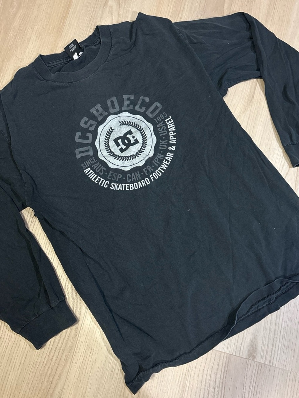 DC Black Long Sleeve Logo Tee with Gray Graphic